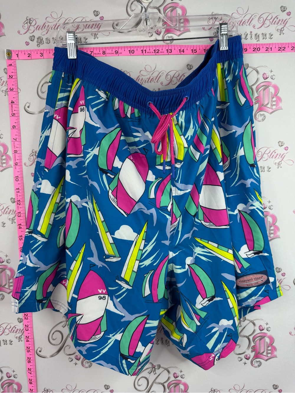 Vineyard Vines shorts swim pool sail Blue Multicolor Sailboat Print Swim Trunks